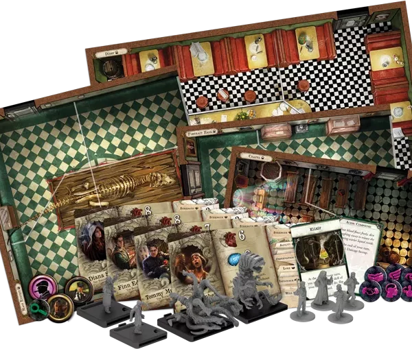 Mansions of Madness Streets of Arkham board setup – cooperative horror board game Cyprus